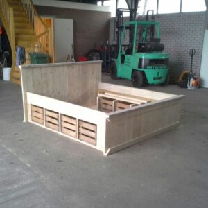 Wooden Scaffolding Bed With Fruit Boxes